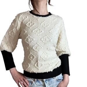 LA‎ Boutique Chunky Knit XS Diamond Knit Sweater Cotton Sculptural USA Made Cozy